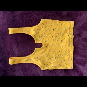 yellow pacsun cropped tank with flowers